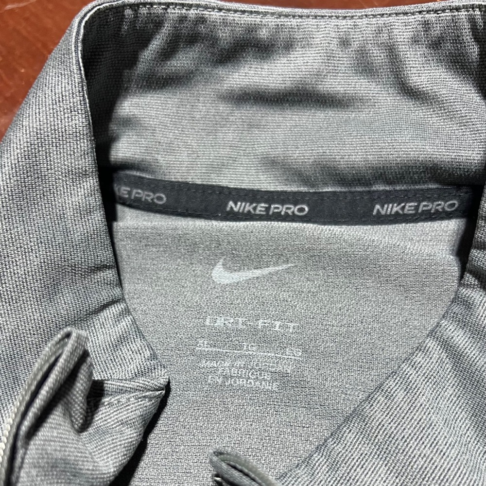 Nike Pro Dri-FIT Mens XL Quarter Zip Pullover Grey Black Stripe Active Top - Picture 3 of 13